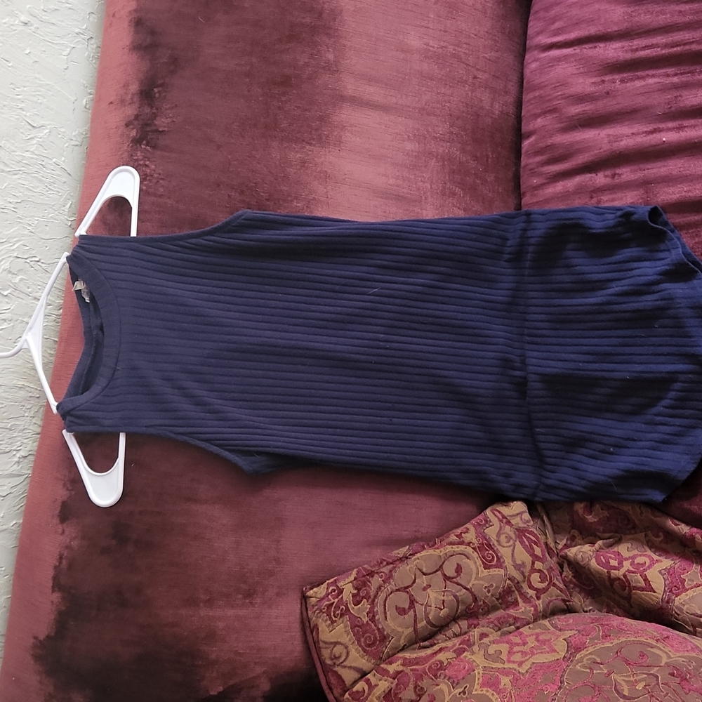 Blue Ribbed Bodycon Dress
